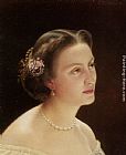 Portrait of a Young Lady Paintings - Portrait of a Lady by Jean Hippolyte Flandrin